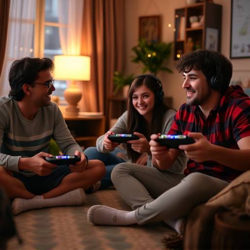 Group of people playing video games together